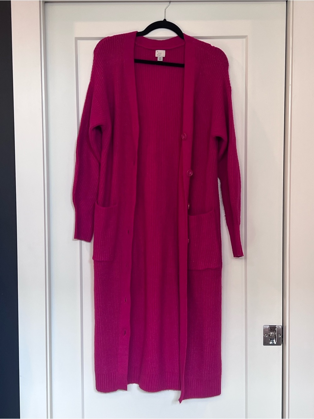 Long Open-Front Fuchsia Women's Cardigan Sweater - a new day XS